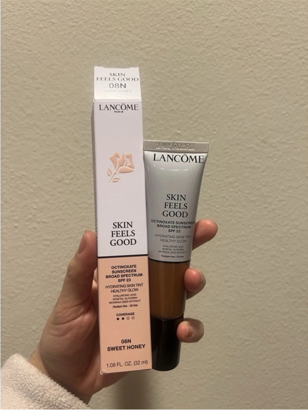 LANCOME SKIN FEELS GOOD Hydrating Skin Tint Shade 08N SWEET HONEY New Full Size